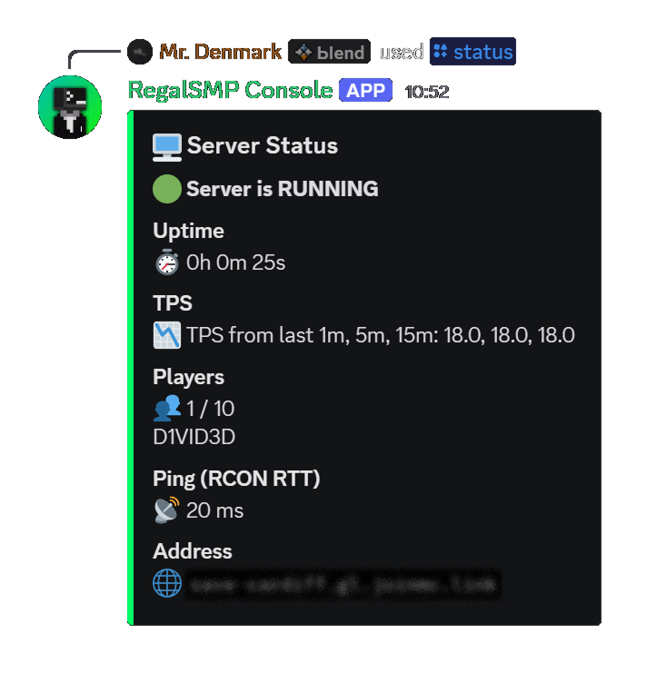 /status embed